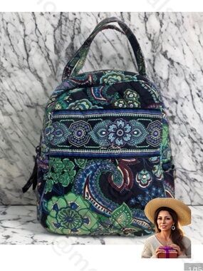 Vera Bradley Blue Rhapsody Insulated Lunch Bag in Navy, Green & Teal GUC